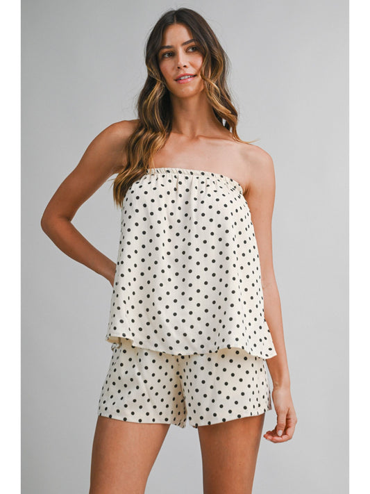 Polka Dot Strapless Tube Top
