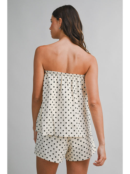 Polka Dot Strapless Tube Top