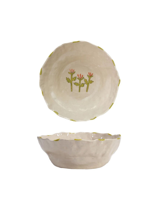 Hand-Painted Stoneware Serving Bowl