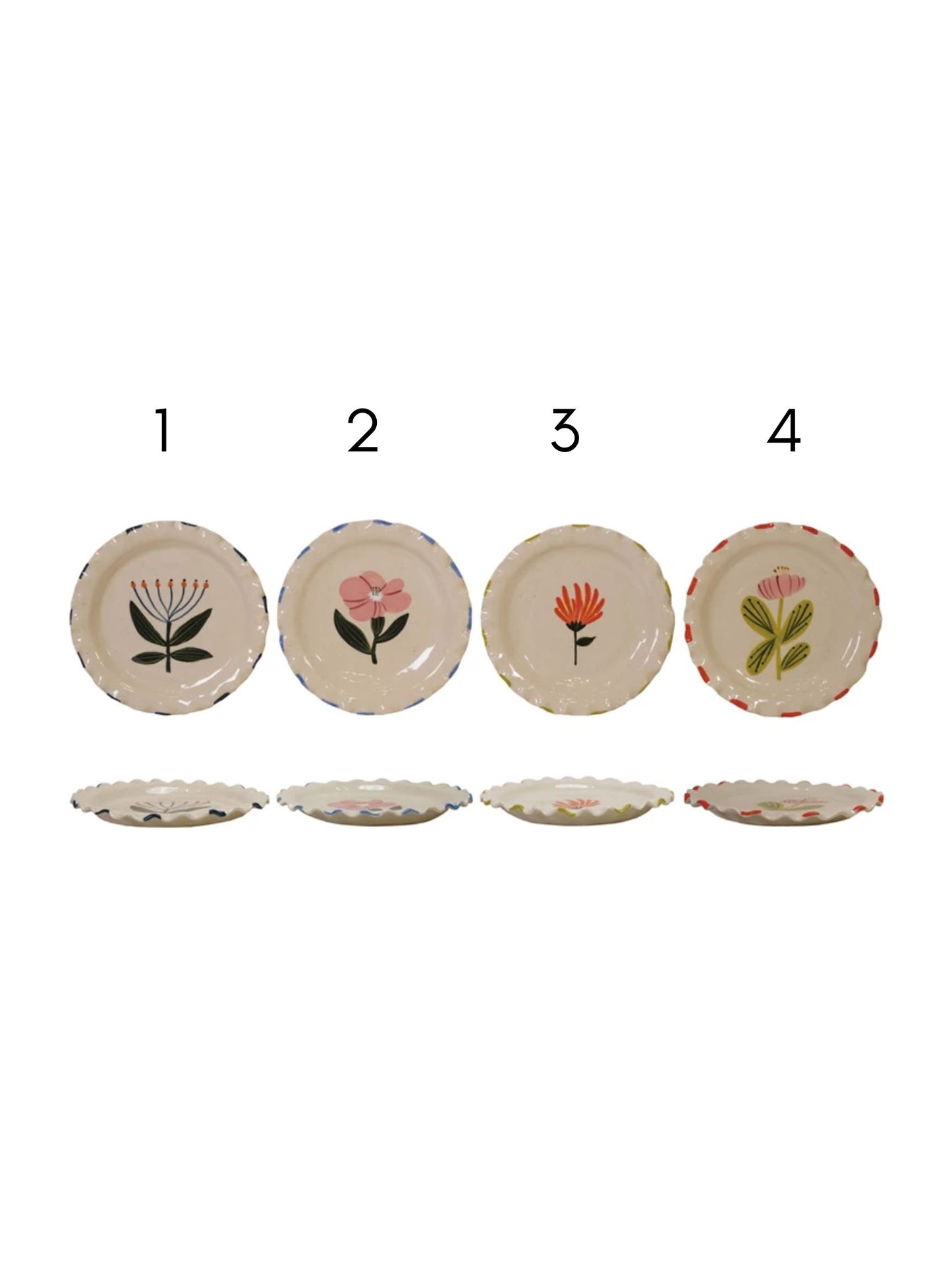 Hand-Painted Stoneware Plate w/ Ruffled Edge