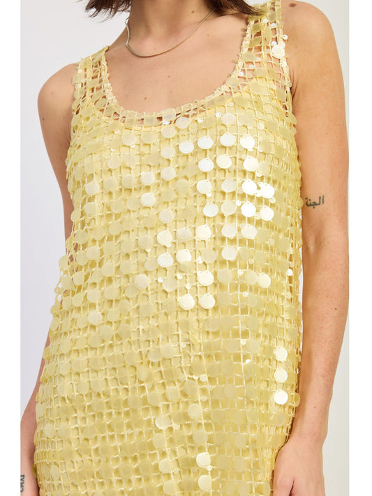 Mini Mesh Sleeveless Sequin Dress