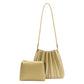 Carrie Pleated Vegan Leather Shoulder Bag - Avocado