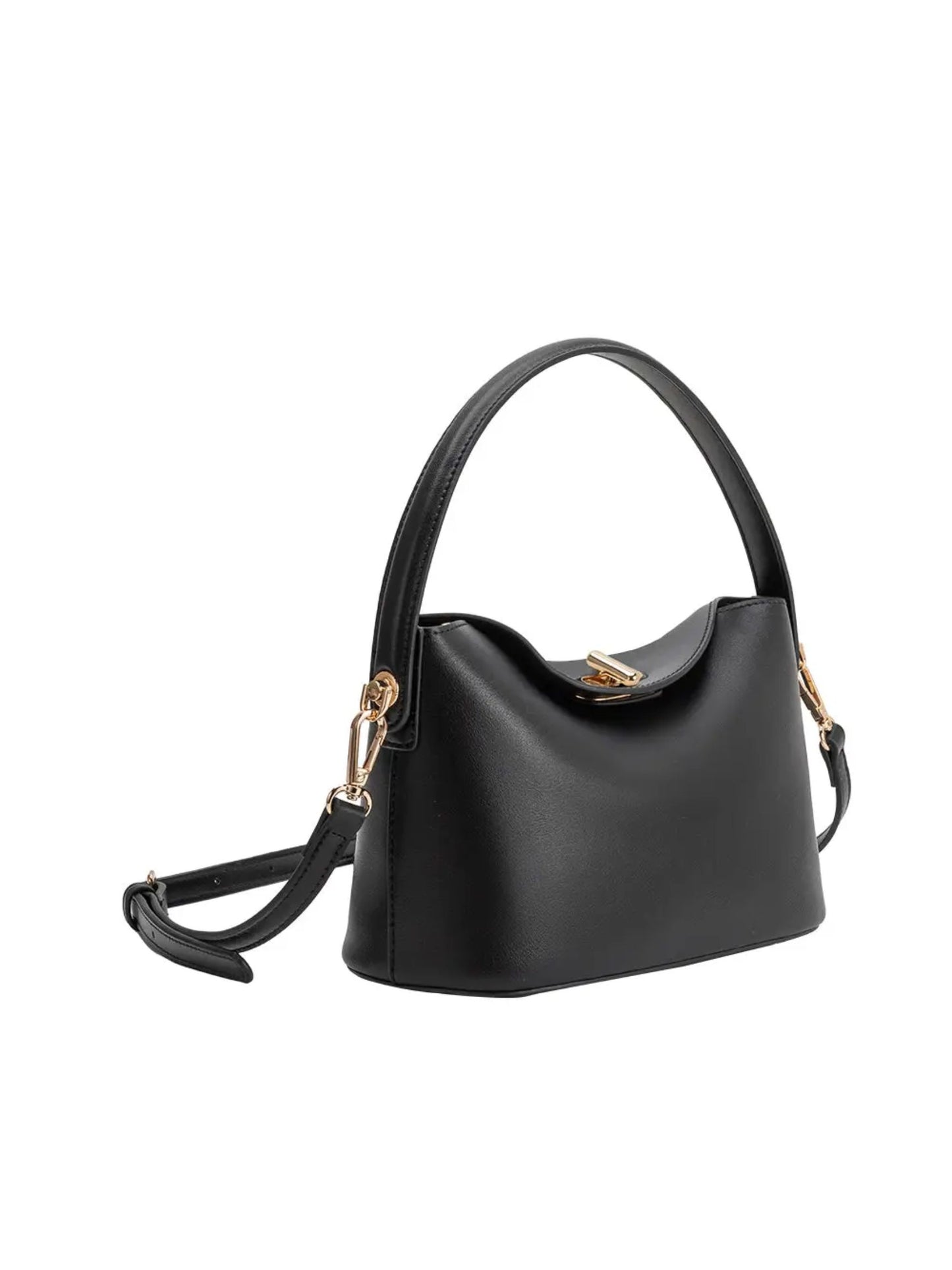 Lana Recycled Vegan Leather Crossbody Bag - Black