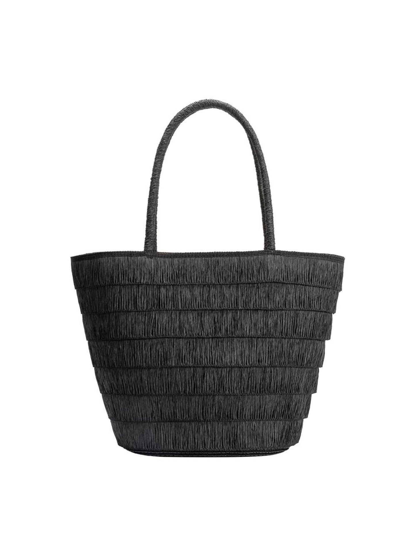 Sandy Straw Vegan Tote Bag - Black