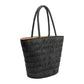 Sandy Straw Vegan Tote Bag - Black