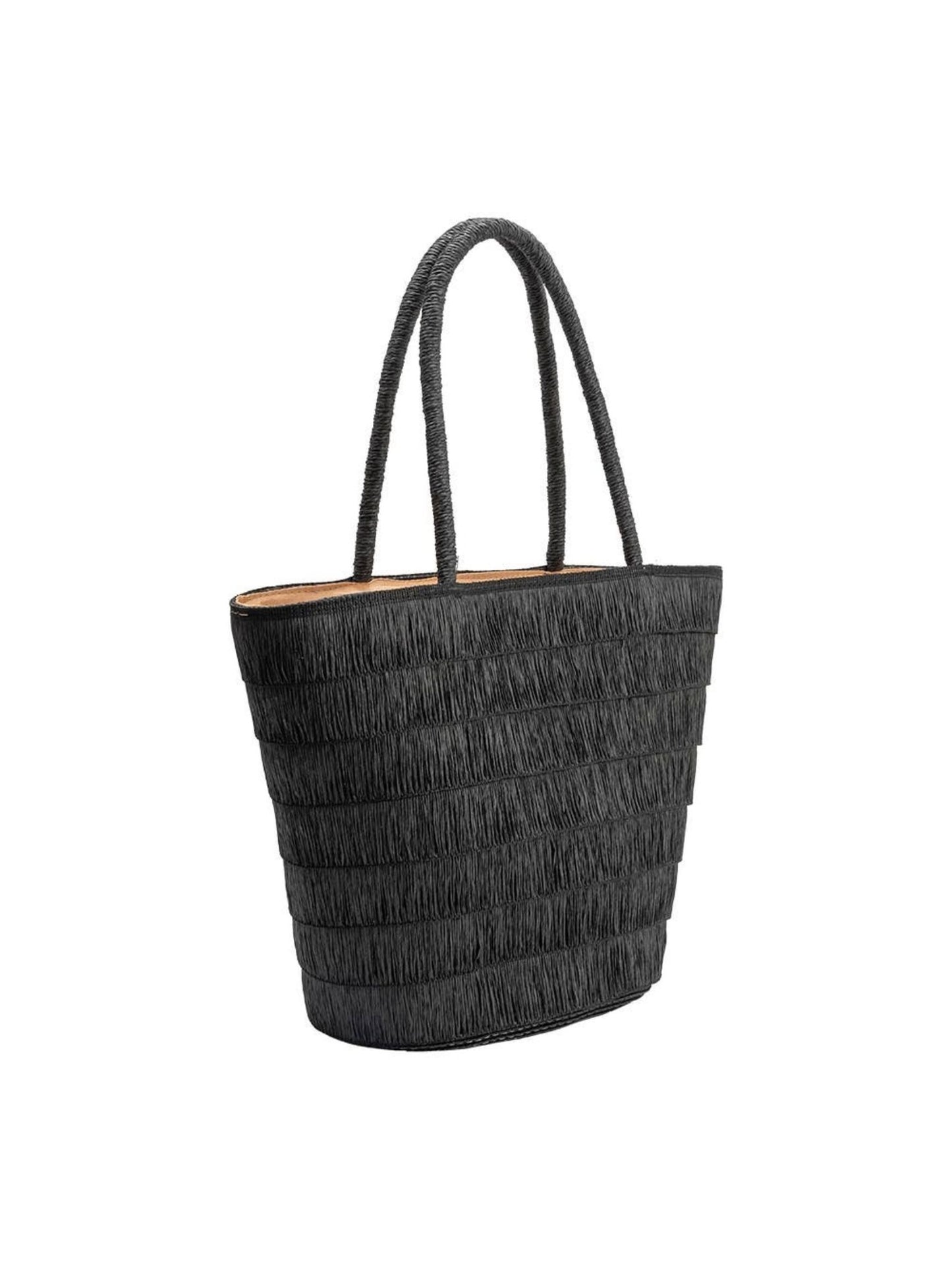 Sandy Straw Vegan Tote Bag - Black