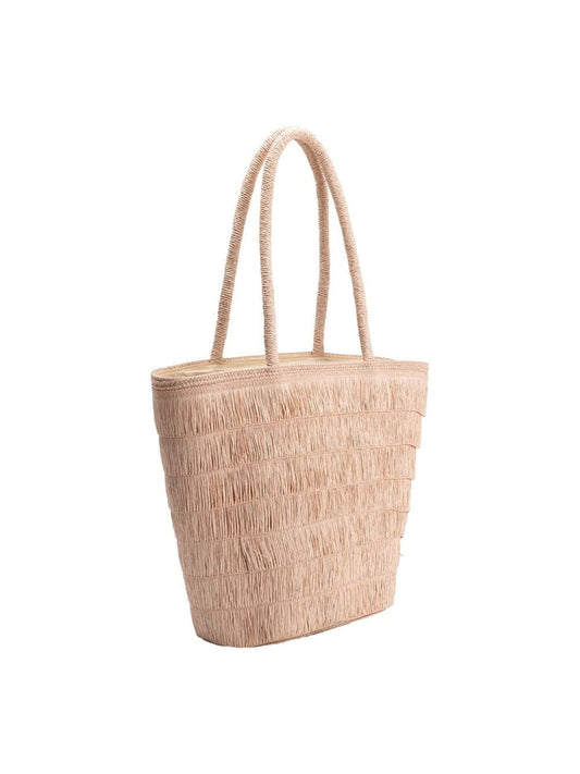 Sandy Straw Vegan Tote Bag - Blush