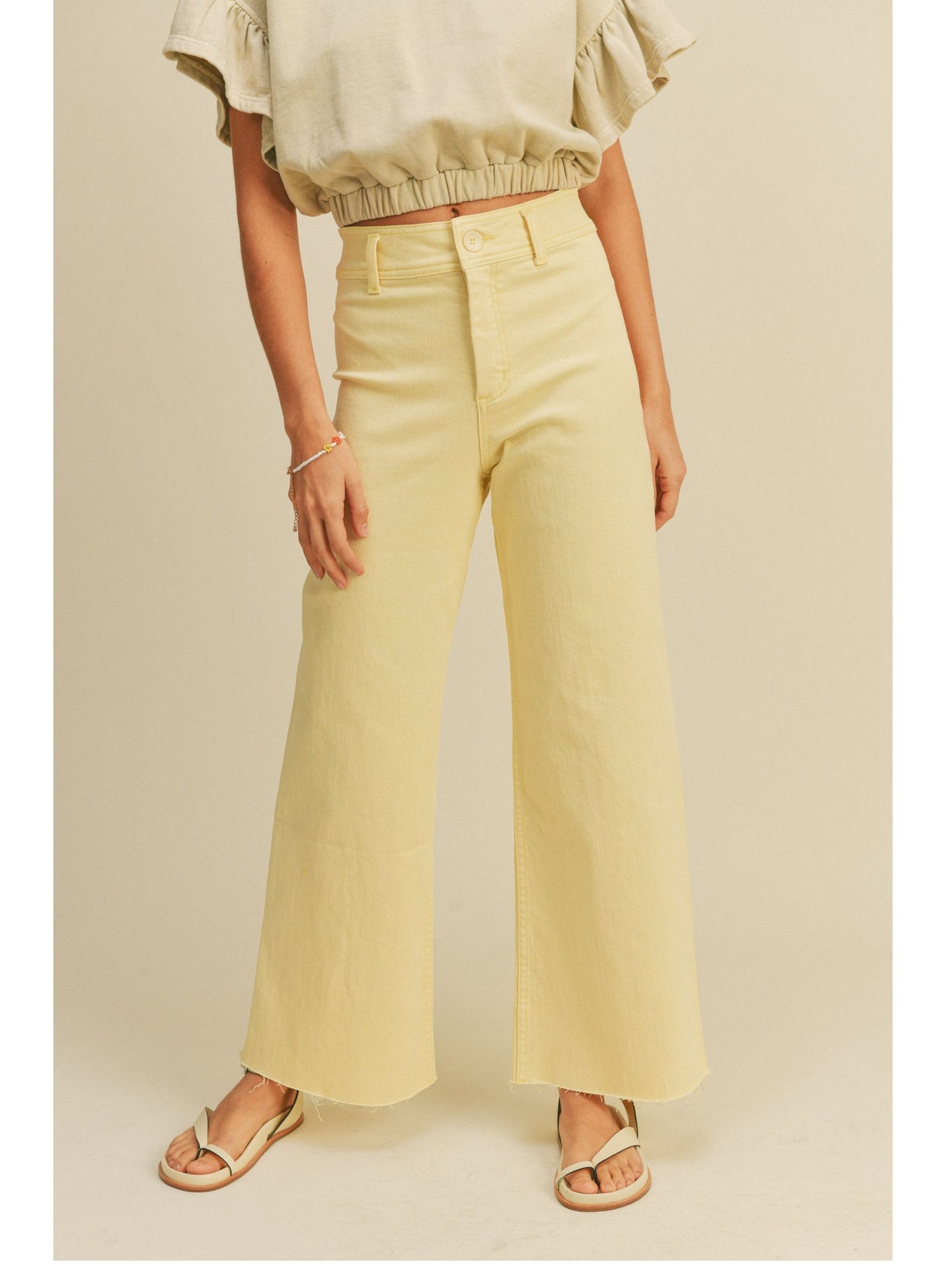 Franny Straight Wide Leg Pants - Banana