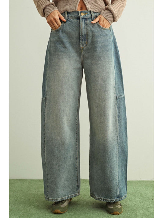 Mixed Denim Pant w/ Side Detail