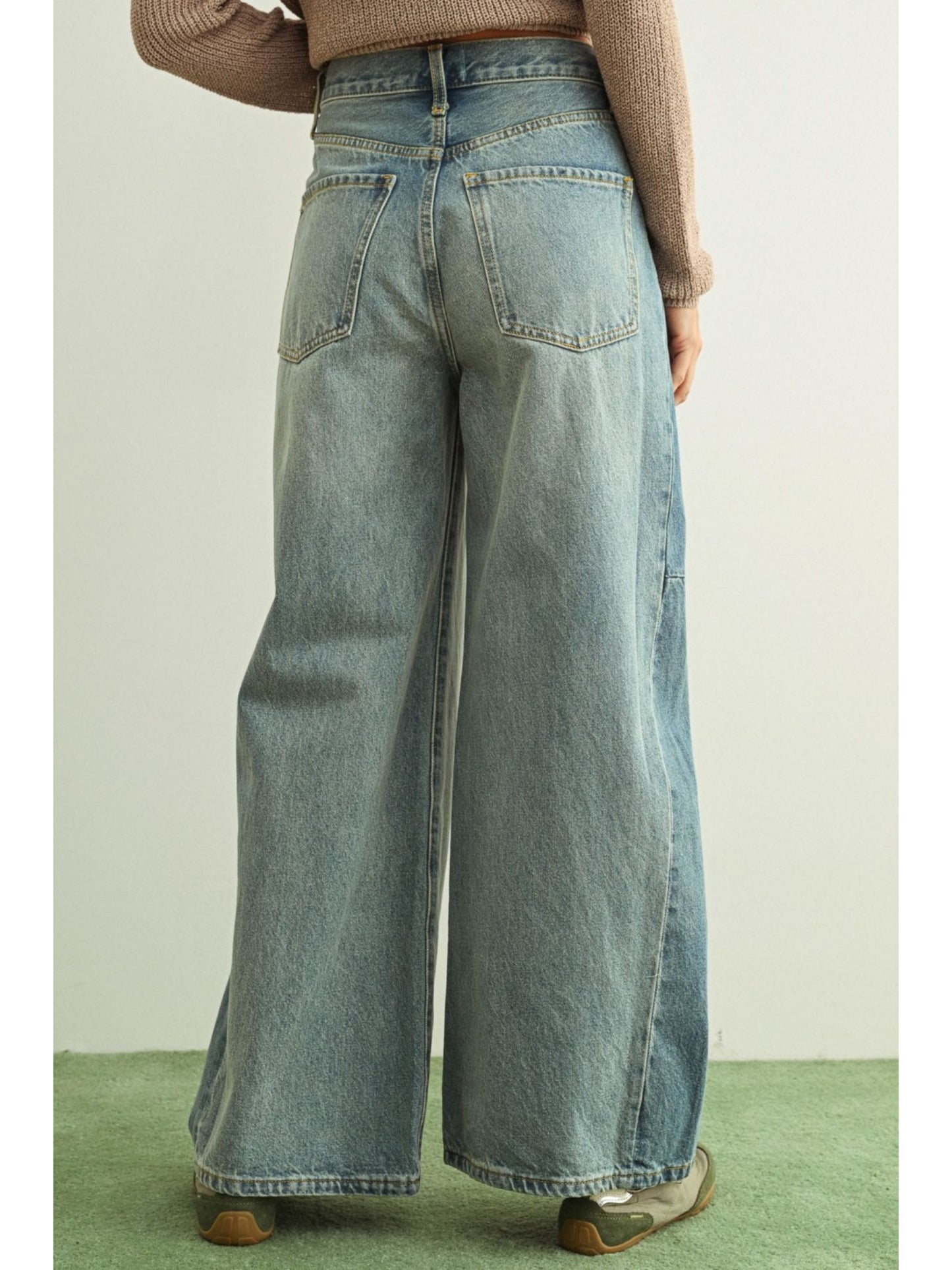 Mixed Denim Pant w/ Side Detail