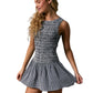 Boat Neck Gingham Romper