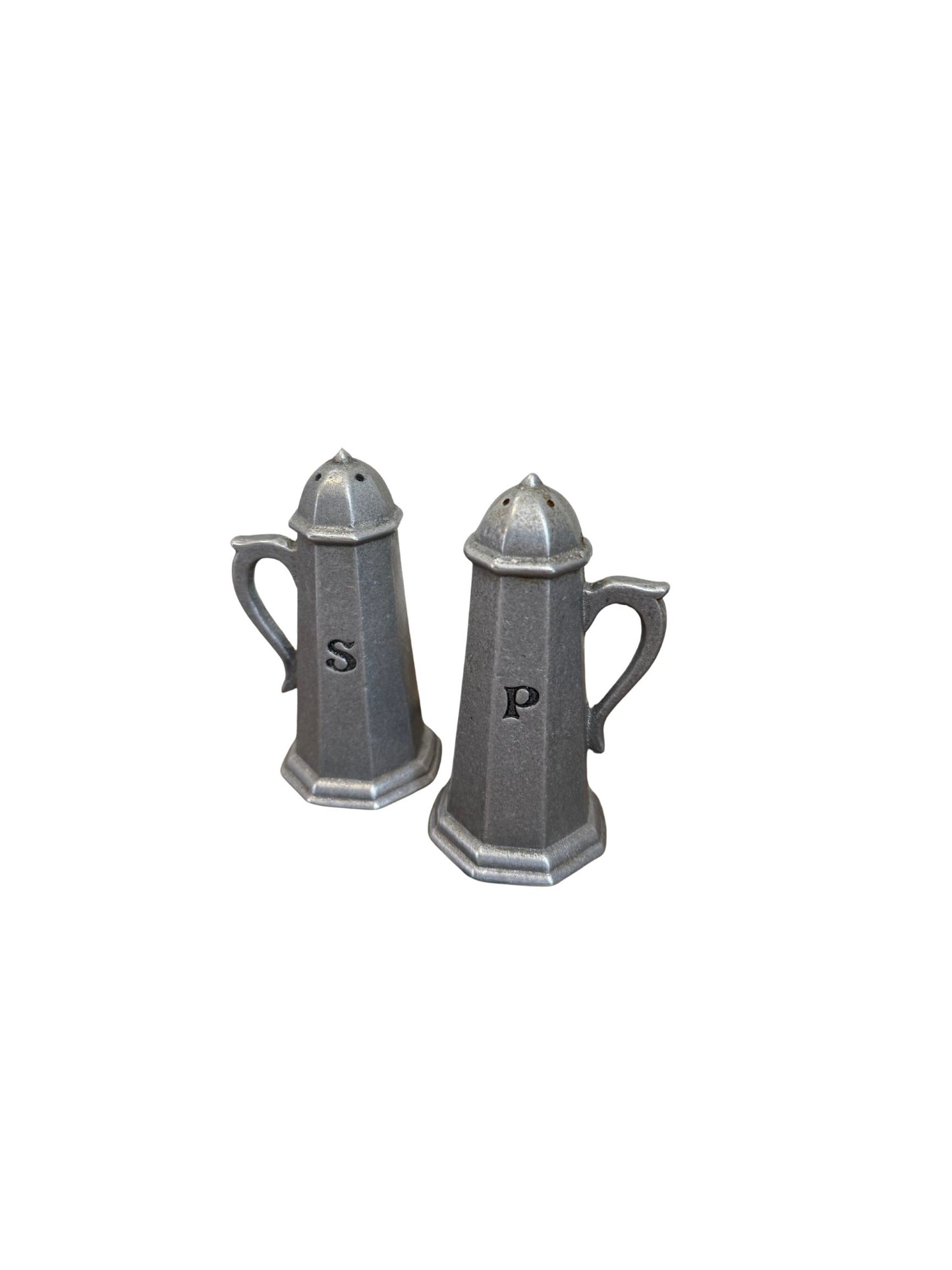 Vintage Pewter Salt and Pepper Shakers