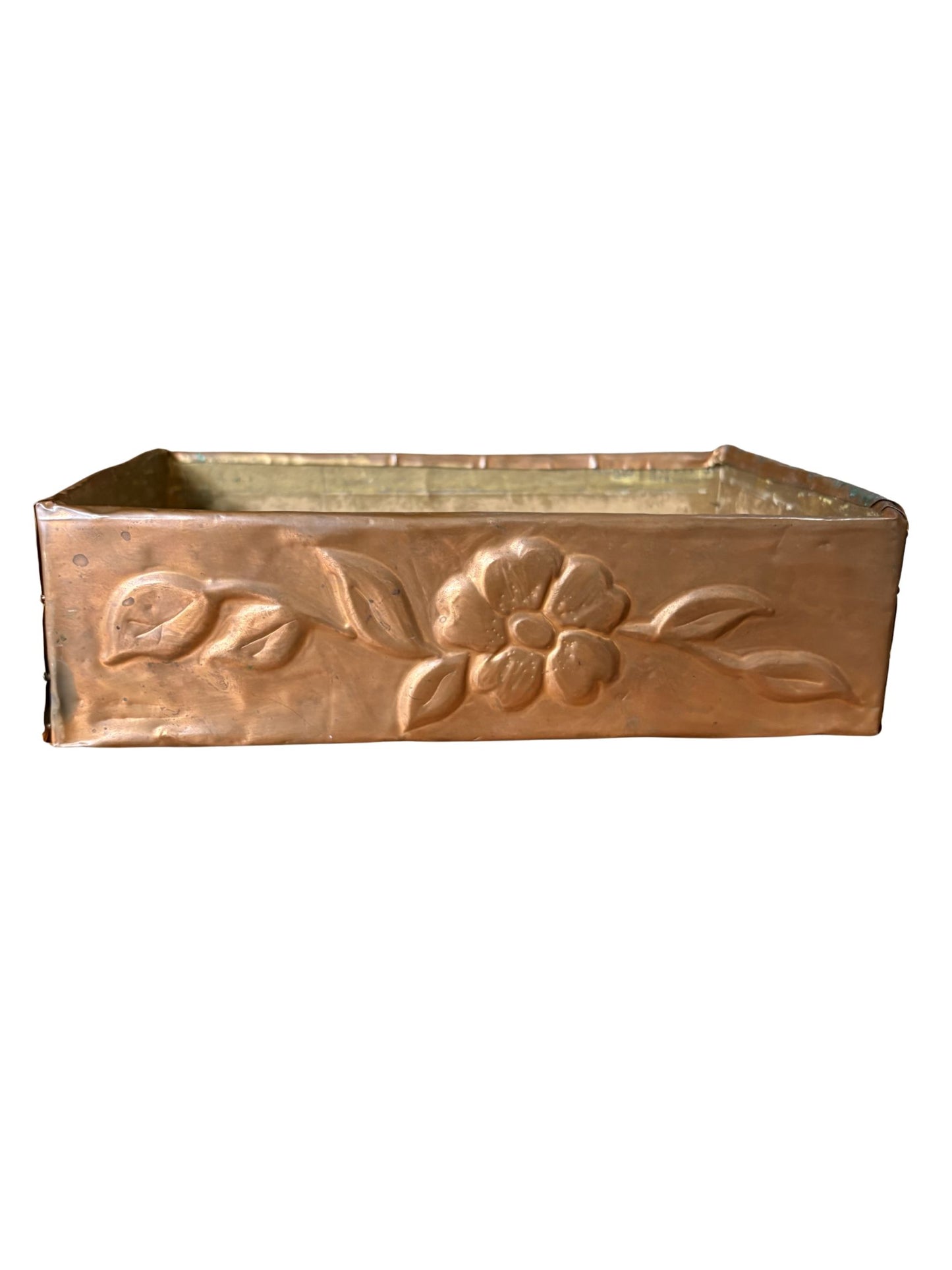 Vintage Handmade Copper Box w/ Floral Detail