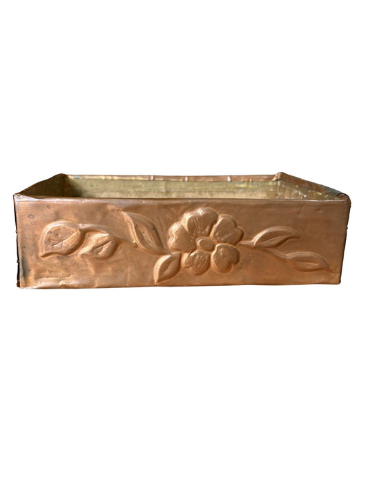 Vintage Handmade Copper Box w/ Floral Detail