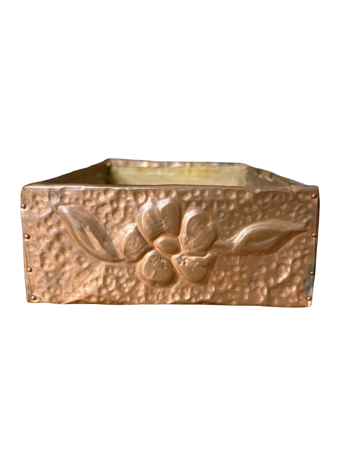 Vintage Handmade Copper Box w/ Floral Detail