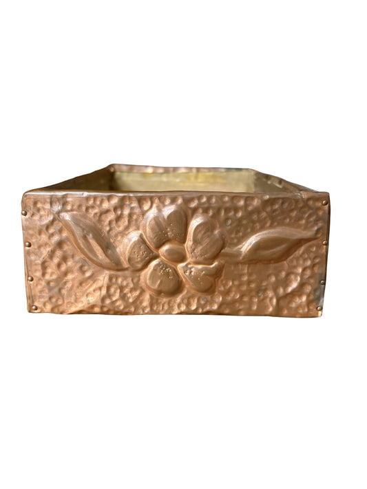 Vintage Handmade Copper Box w/ Floral Detail