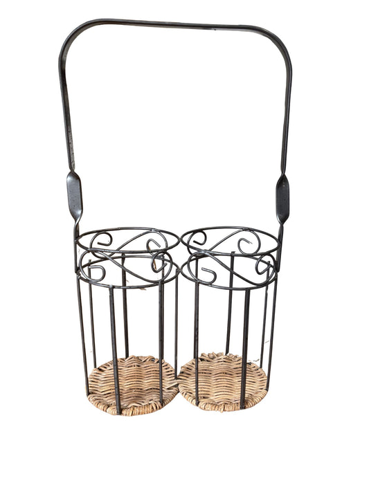 Vintage Wrought Iron Wine Basket