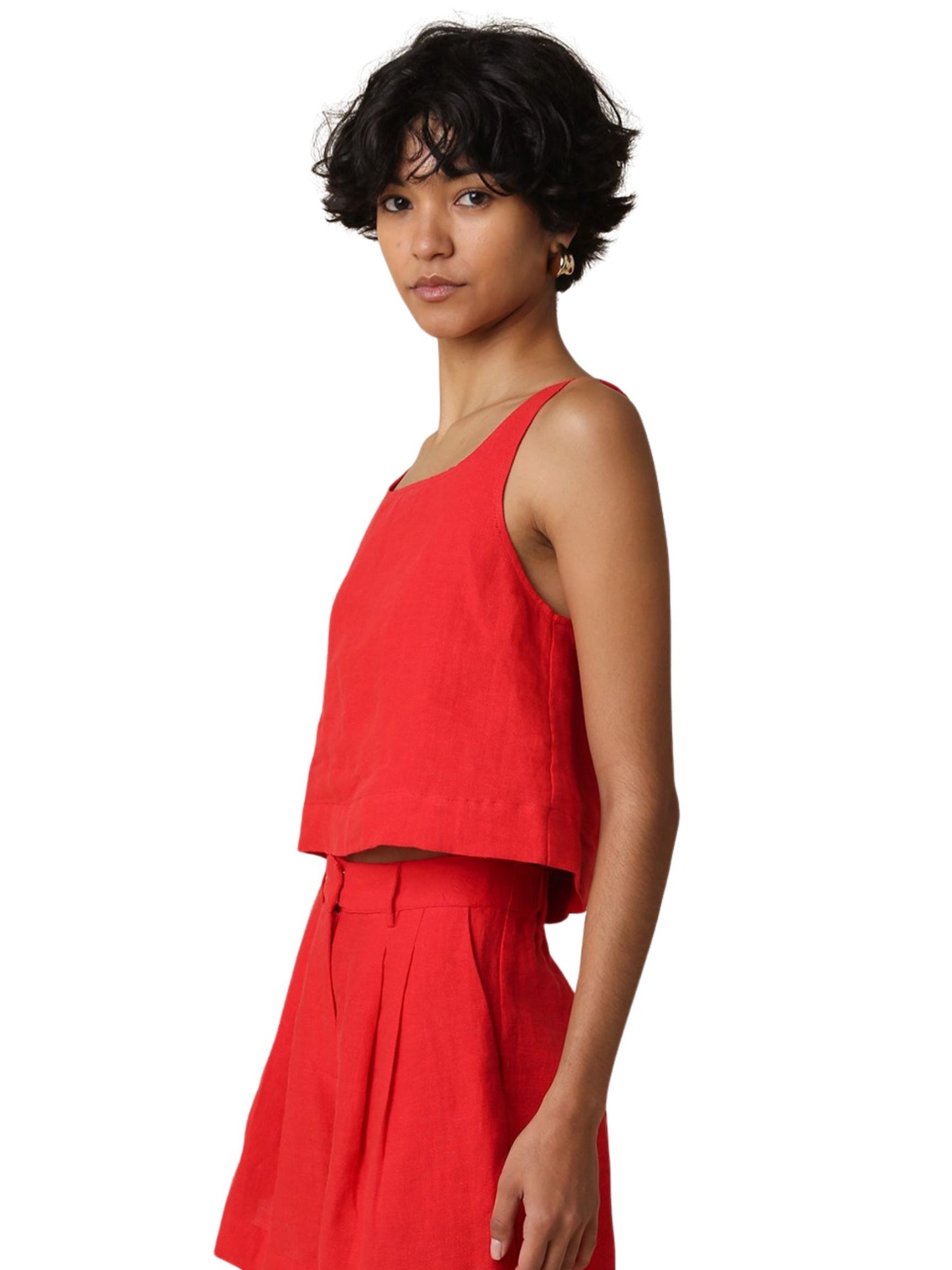 Lina Linen Crop Tank Top