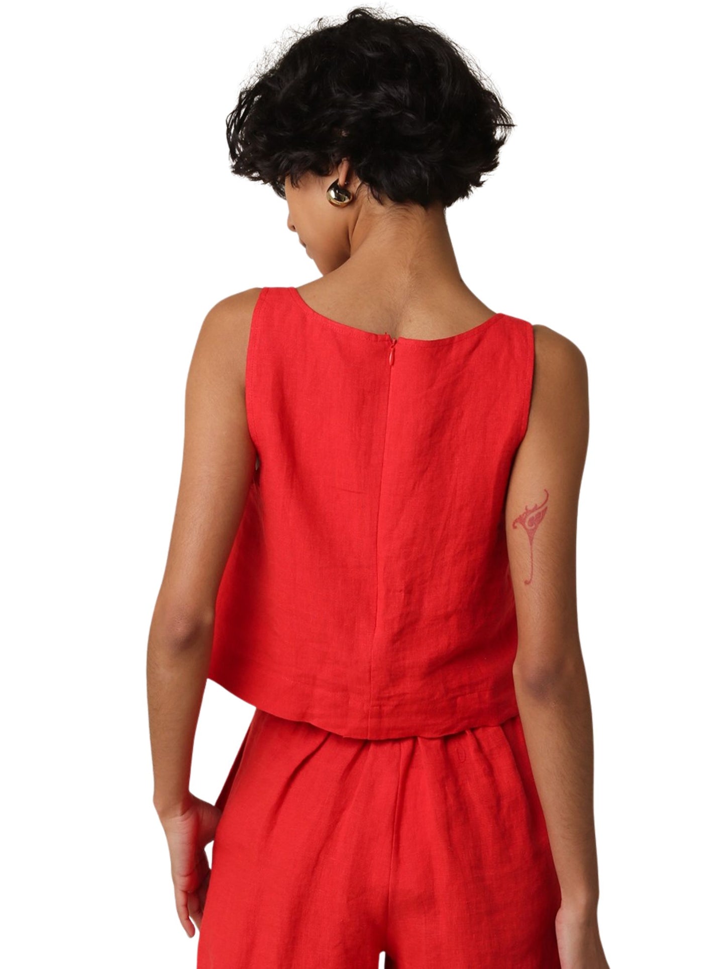 Lina Linen Crop Tank Top
