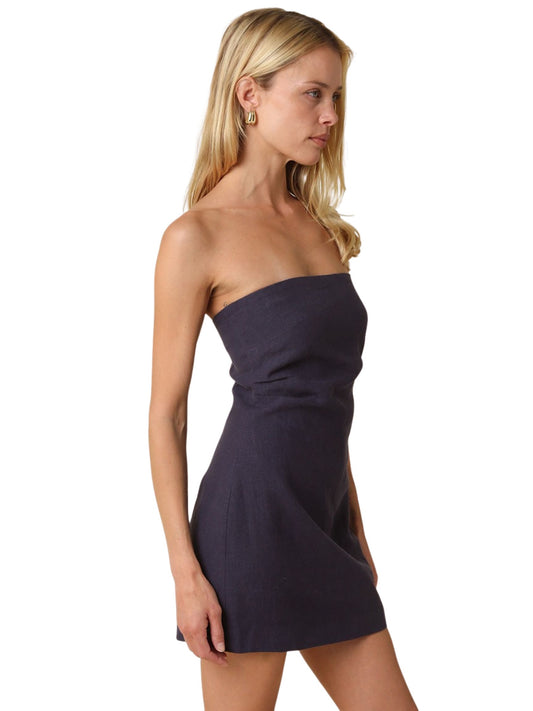 Nancy Strapless Linen Mini Dress