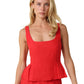 Alyay Linen Smocked Back Peplum Top