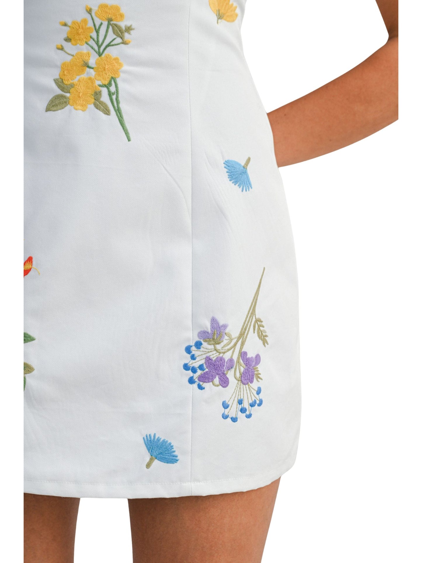 Floral Embroidered Mini Tube Dress