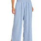 Gingham Linen Wide Leg Pants
