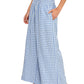 Gingham Linen Wide Leg Pants