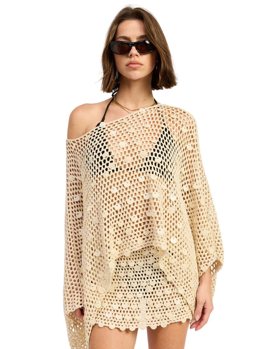 Shell Trim Crochet Poncho