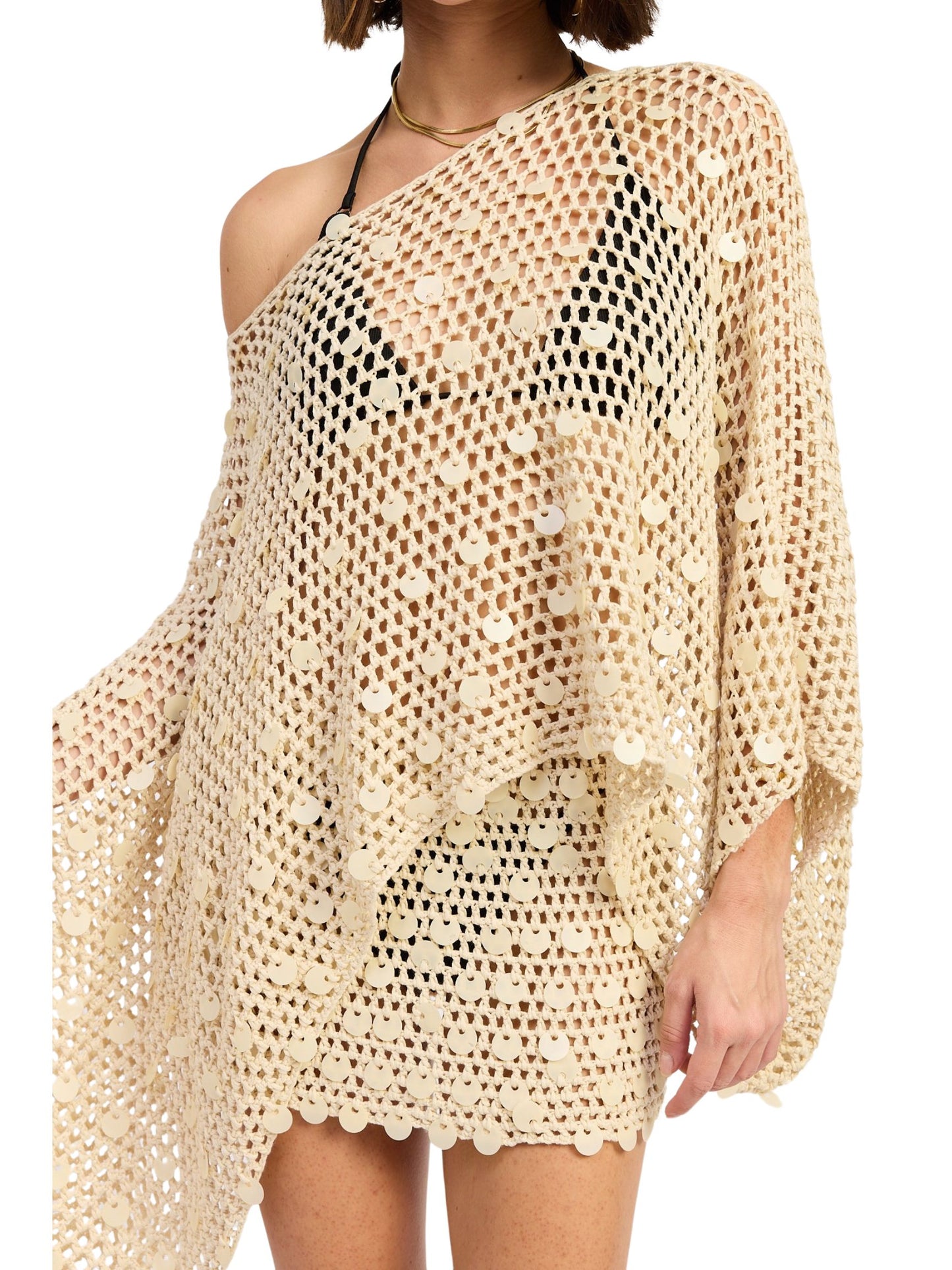 Shell Trim Crochet Poncho