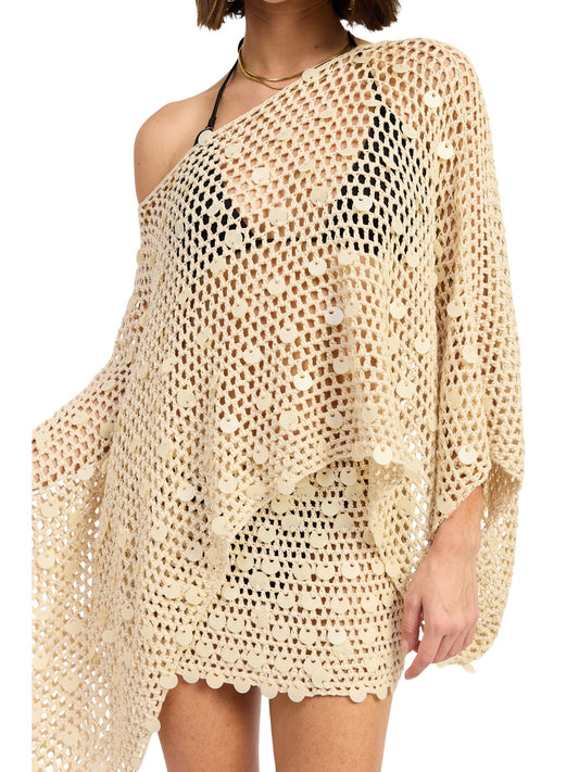 Shell Trim Crochet Poncho