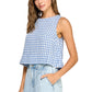 Gingham Linen Scoop Neck Tank