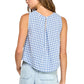 Gingham Linen Scoop Neck Tank