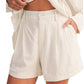 Linen Pleated Basic Shorts