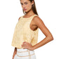Floral Jacquard Sleeveless Top - Yellow