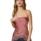 Dull Satin Lace Hem Tube Top