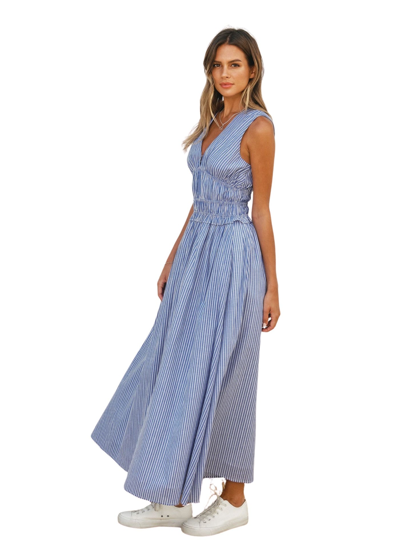 Better Off Shirred Waist Midi Dress