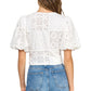 Embroidered Blouse w/ Tie Front