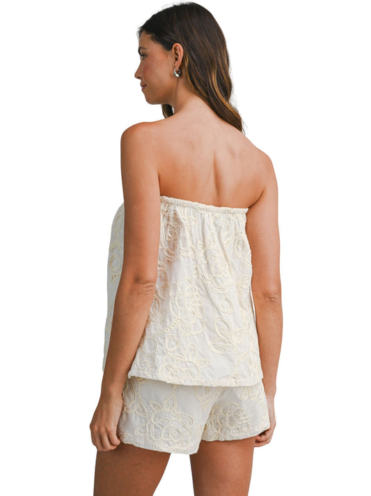 Embroidered Strapless Tube Top
