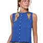 Lettuce Hem Button-up Sweater Tank