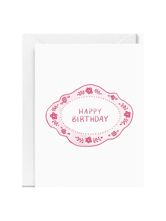 Pink Floral Frame Birthday Card