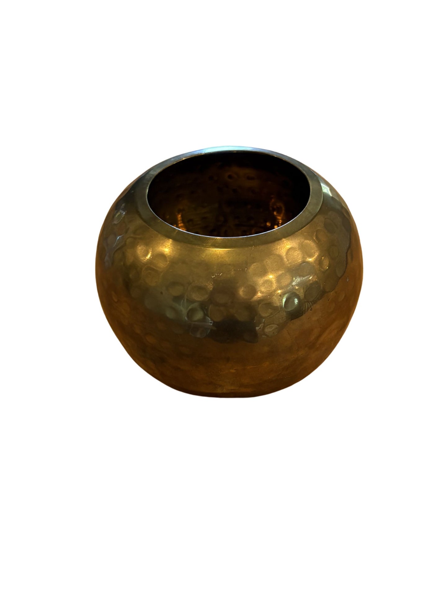 Vintage Hammered Brass Orb Vase