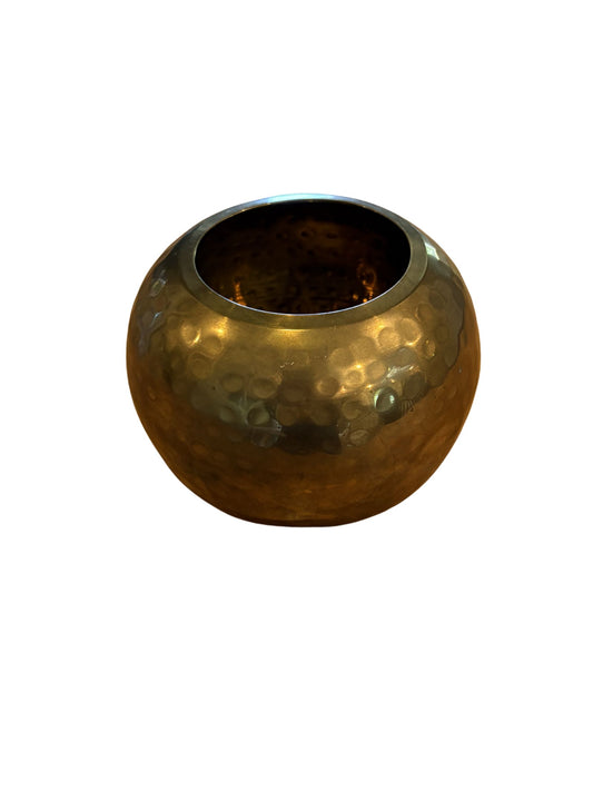 Vintage Hammered Brass Orb Vase
