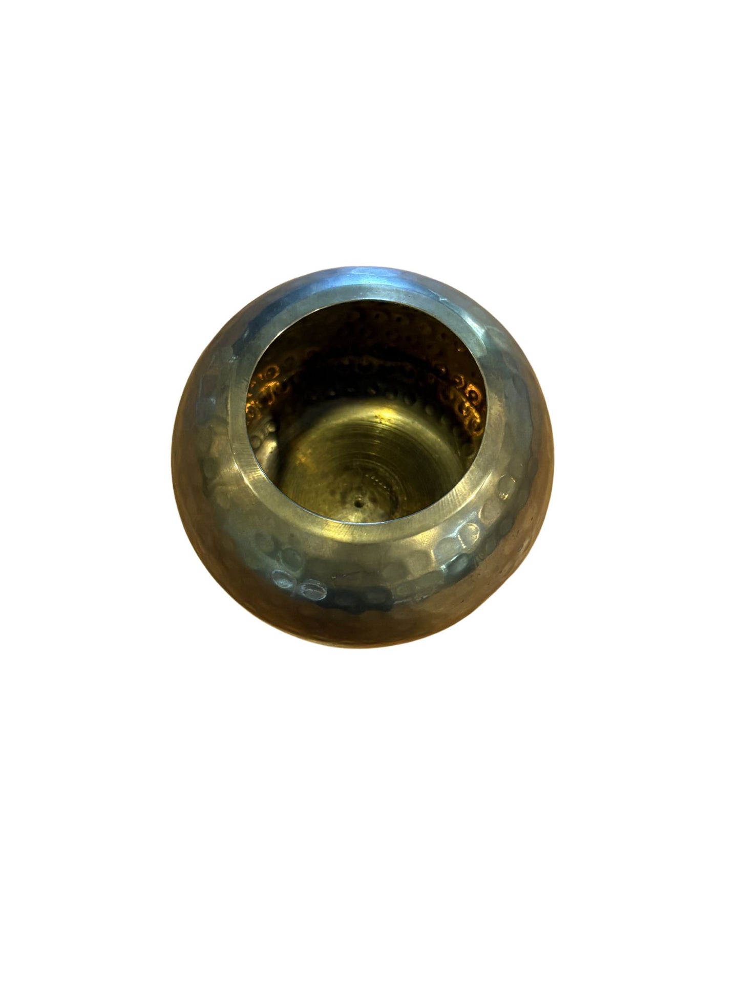 Vintage Hammered Brass Orb Vase