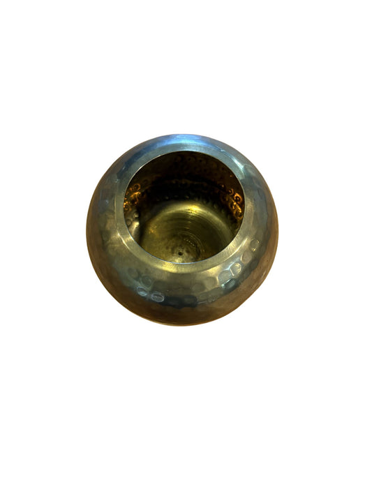 Vintage Hammered Brass Orb Vase