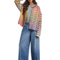 Rainbow Button-Up Knit Cardigan