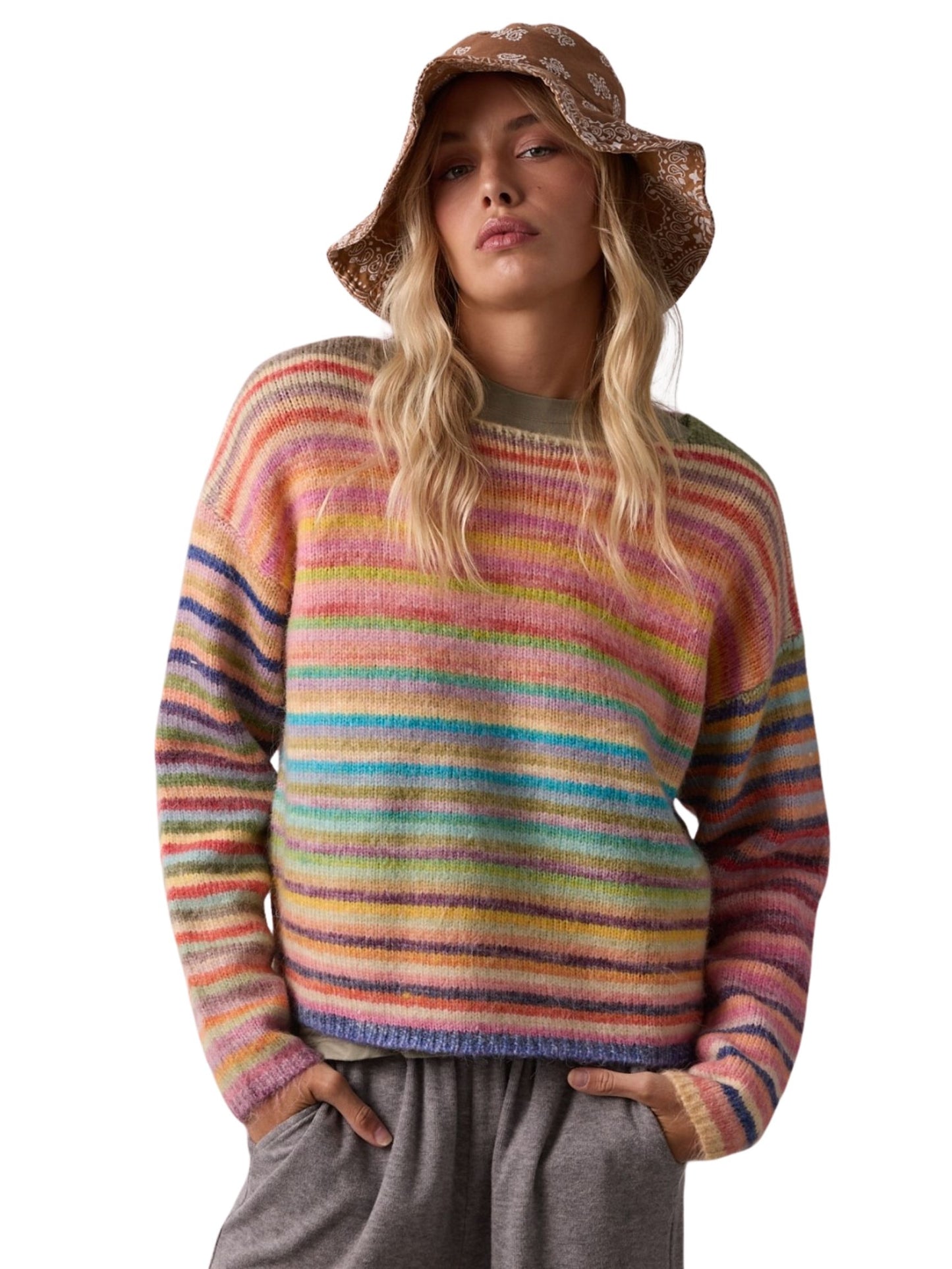 Rainbow Pullover Knit Sweater