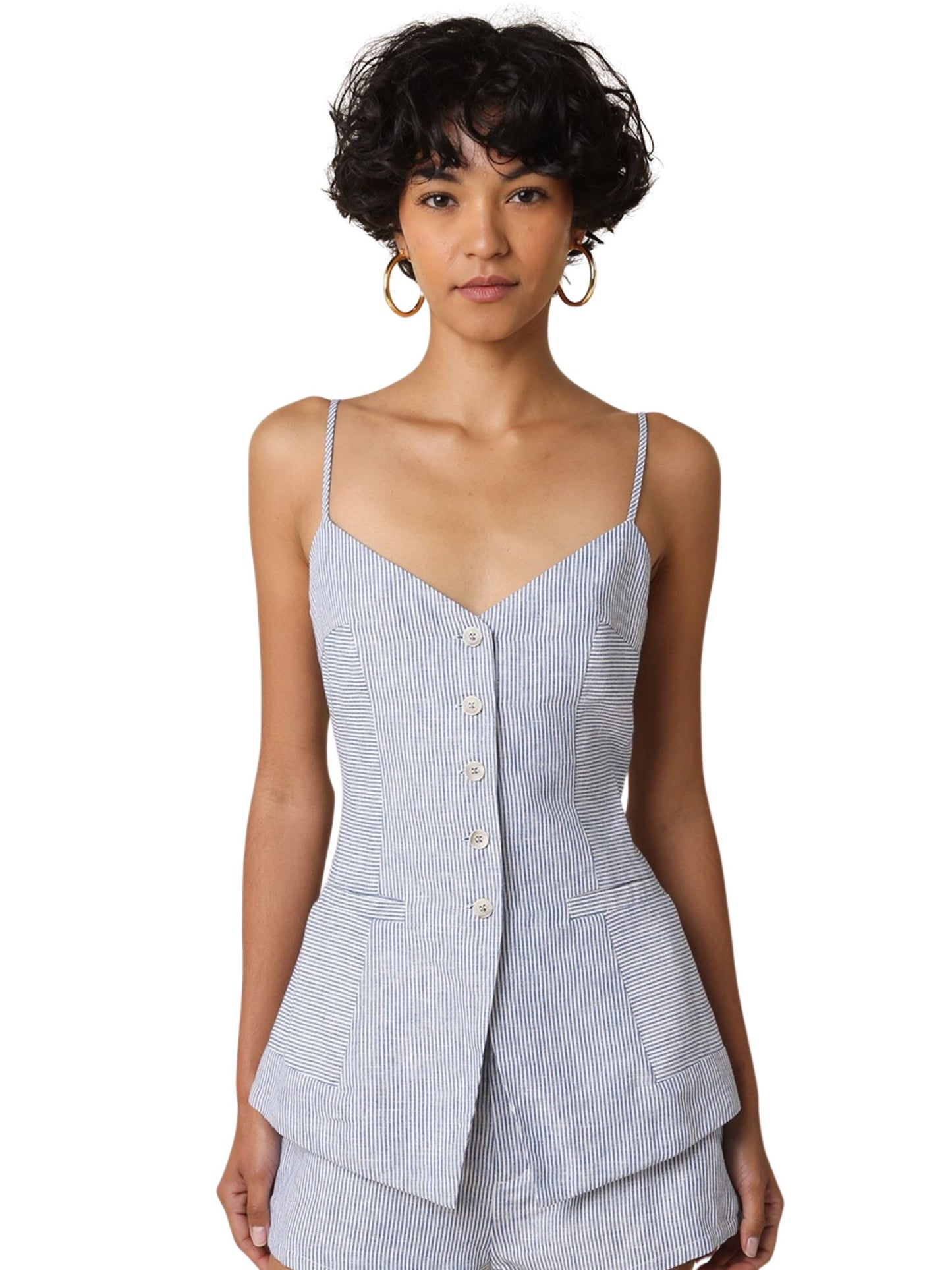 Vera Linen Button Front Top