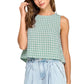 Gingham Linen Scoop Neck Tank