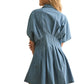 The Della Chambray Denim Button Up Dress